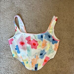 Floral Multicolor Corset Crop Top